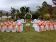 decorated arch garden wedding